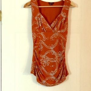 XOXO Sleeveless Top in Burnt Orange with Pattern